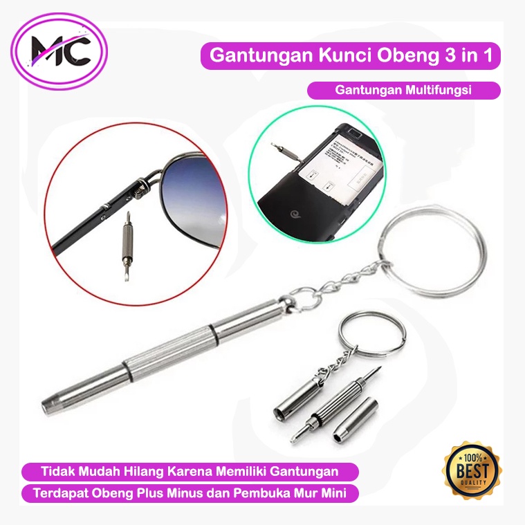 Obeng Gantungan Kunci 3 in 1 Obeng Emergensi Mini Untuk Kacamata HP Jam Tangan Emergency Screwdriver Keychain Obeng Plus Minus Kecil