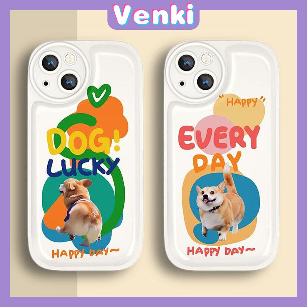 Case For iPhone 11 Soft TPU Air Cushion Case Glossy Cute Happy Corgi Airbag Shockproof Camera Protection Compatible for iPhone 14 13 12 11 Pro Max 7 8 Plus