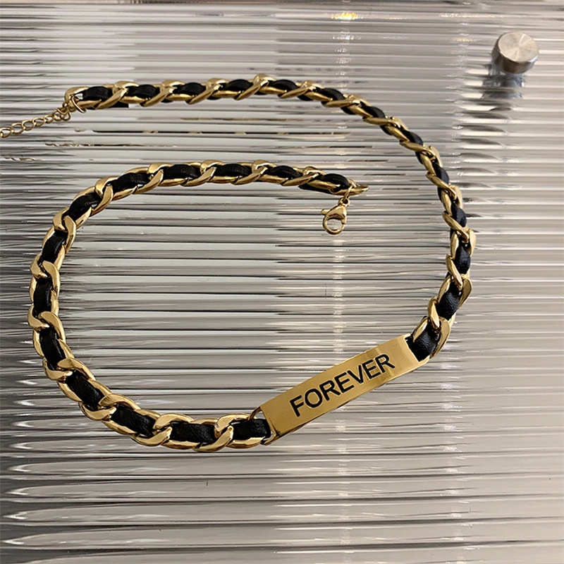 Kalung tebal leather black forever titanium anti karat harga grosir bisa cod harga grosir bisa bayar di tempat