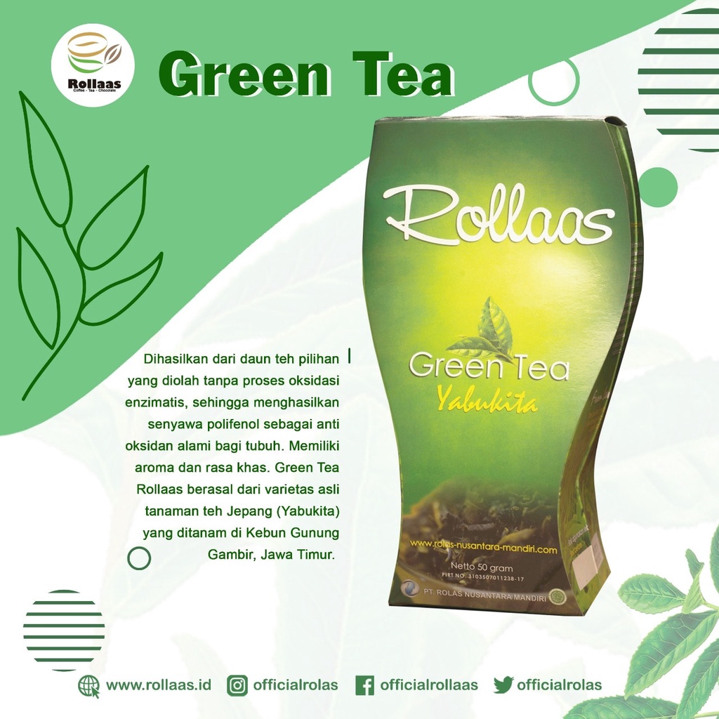 

Rollaas Green Tea Yabukita 50 gr - Teh Hijau Asli