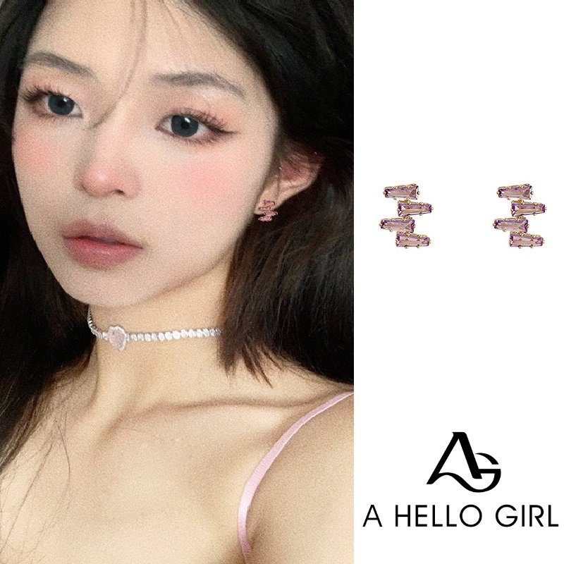 Anting Zircon Desain Anggur Ungu Serbaguna Untuk Wanita