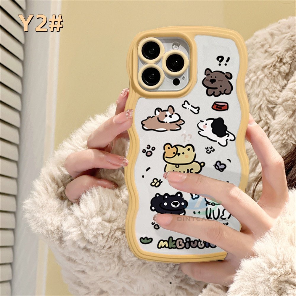 IPHONE Case Untuk Iphone14 14 PRO MAX 14 MAX IPhone13 PRO MAX 11PRO 11PRO Max12 12 PRO 12Pro MAX X XR XS Max6 6S 7 8 Plus SE 2020 Lucu Kartun Anjing Tepi Melengkung TPU Phone Case Binteacase