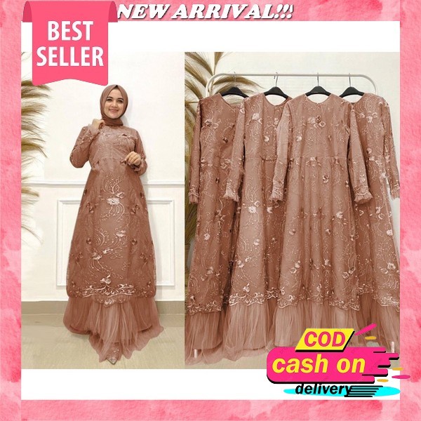 New Arrival Gamis Rompi Outher Terpisah / Gamis Pesta Modern / Gamis Tulle Non Gliter / Gamis Kondan