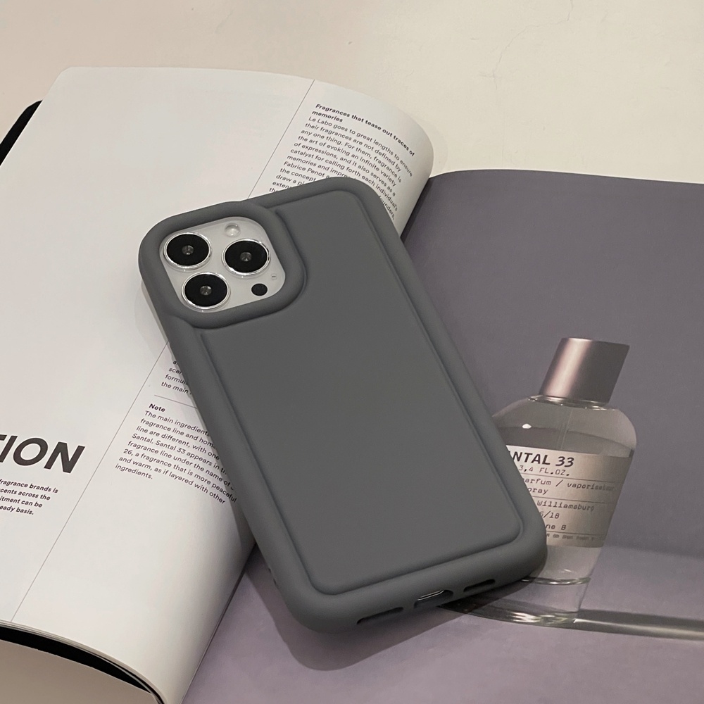 Casing Silikon Cair Abu-Abu Untuk Iphone14Plus14 Pro Max13 12 11 Pro MAX Lembut Airbag Shockproof Casing iPhone XS MAX XR Cover