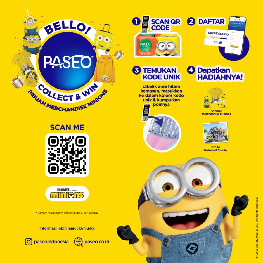 Paseo Minions Series Tisu Wajah Ultrasoft Travel pack 40's x 3ply