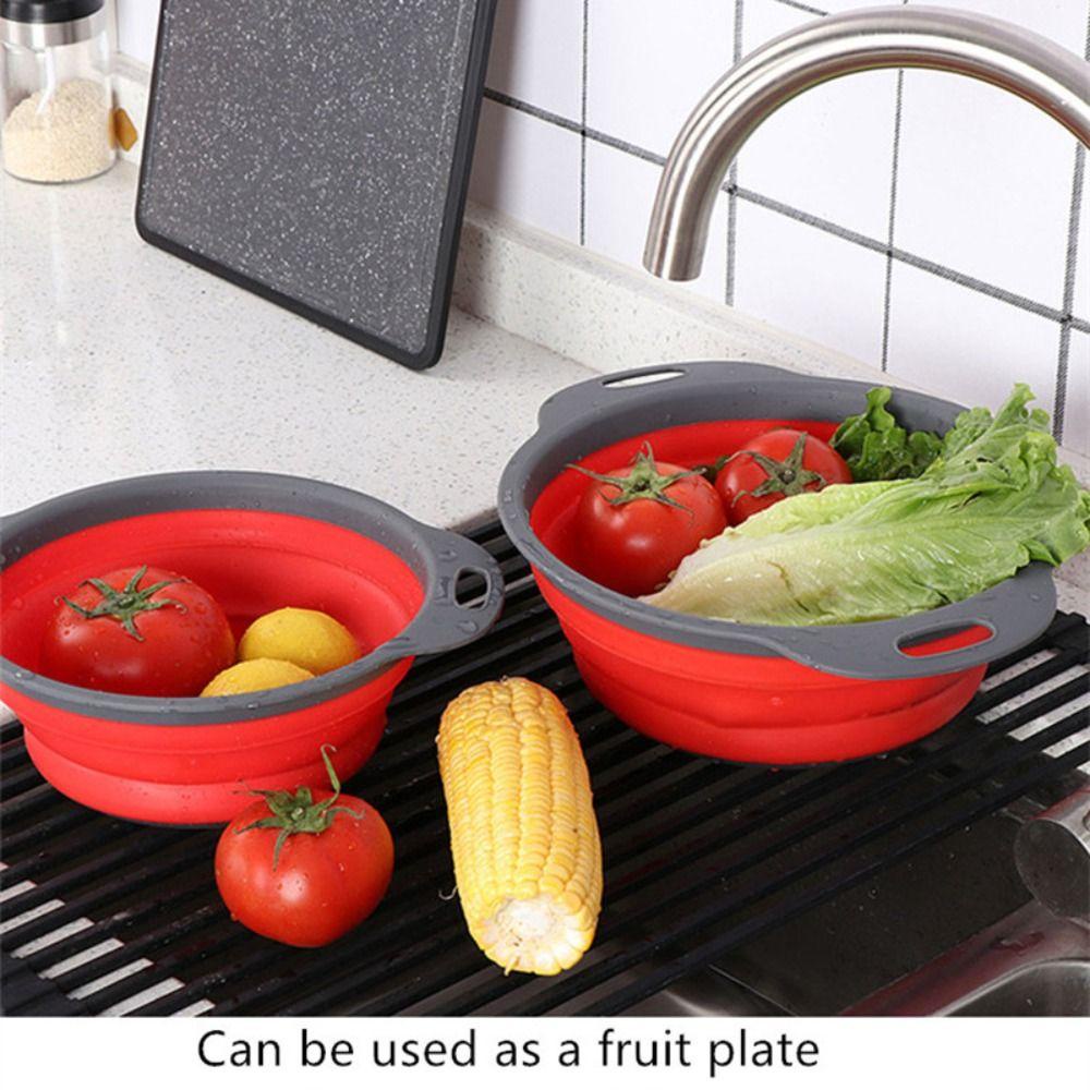 Solighter 2pcs Drain Basket Collapsible Fruit Vegetable Tools Home &amp; Living Rak Tiris Wastafel Dapur &amp; Makan