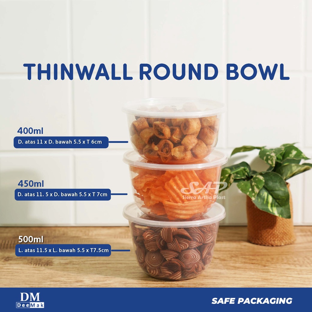 Per Biji / Ecer / Satuan - Minim 3 PCS.- Thinwall Bowl 200ml-300ml-400ml-450ml-500ml |Thinwall RB 200ml-300ml-400ml-450ml-500ml