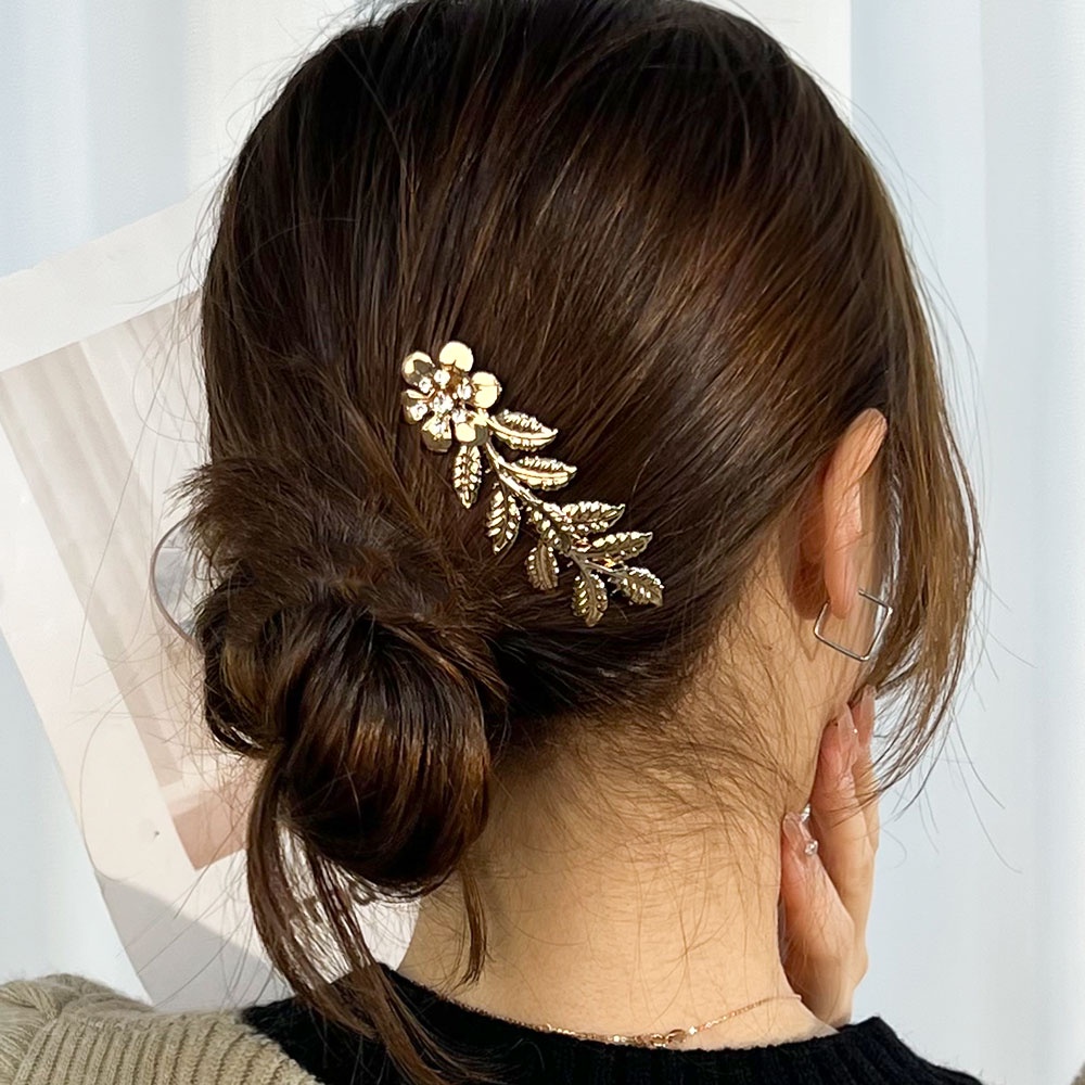 Golden Olive Leaf Insert Comb Wedding Hairstyle Dekorasi Hiasan Kepala Cahaya Mewah High-end Bridal Hair Comb