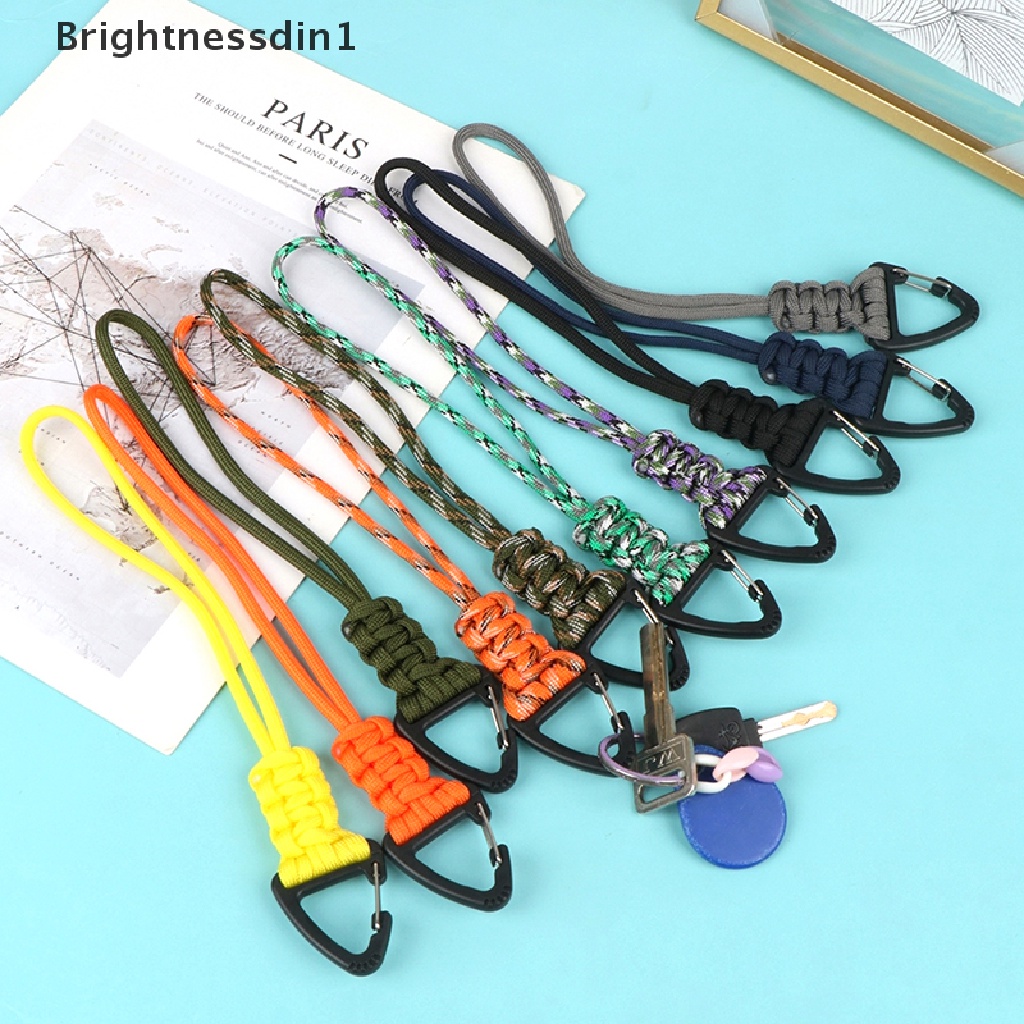 [Brightnessdin1] Paracord Gantungan Kunci Braided Lanyard Triangle Buckle Hook Parachute Cord Carabiner Butik