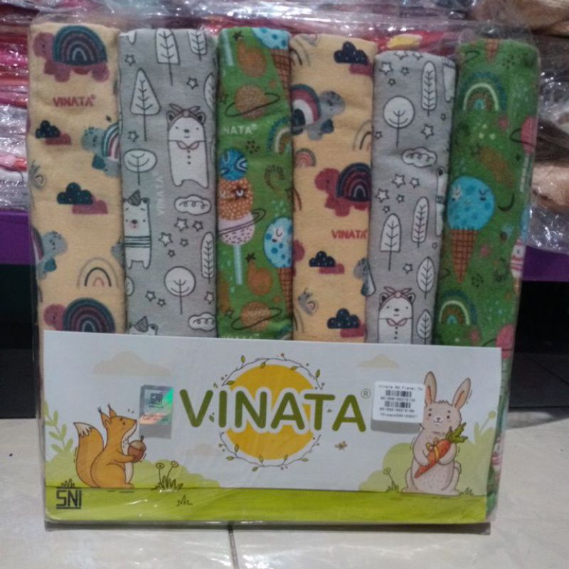 1Pak Isi 6PC Bedong Bayi Bahan Flanel Vinata Kualitas Premium Ukuran 110x90 Cm Lembut dan SNI