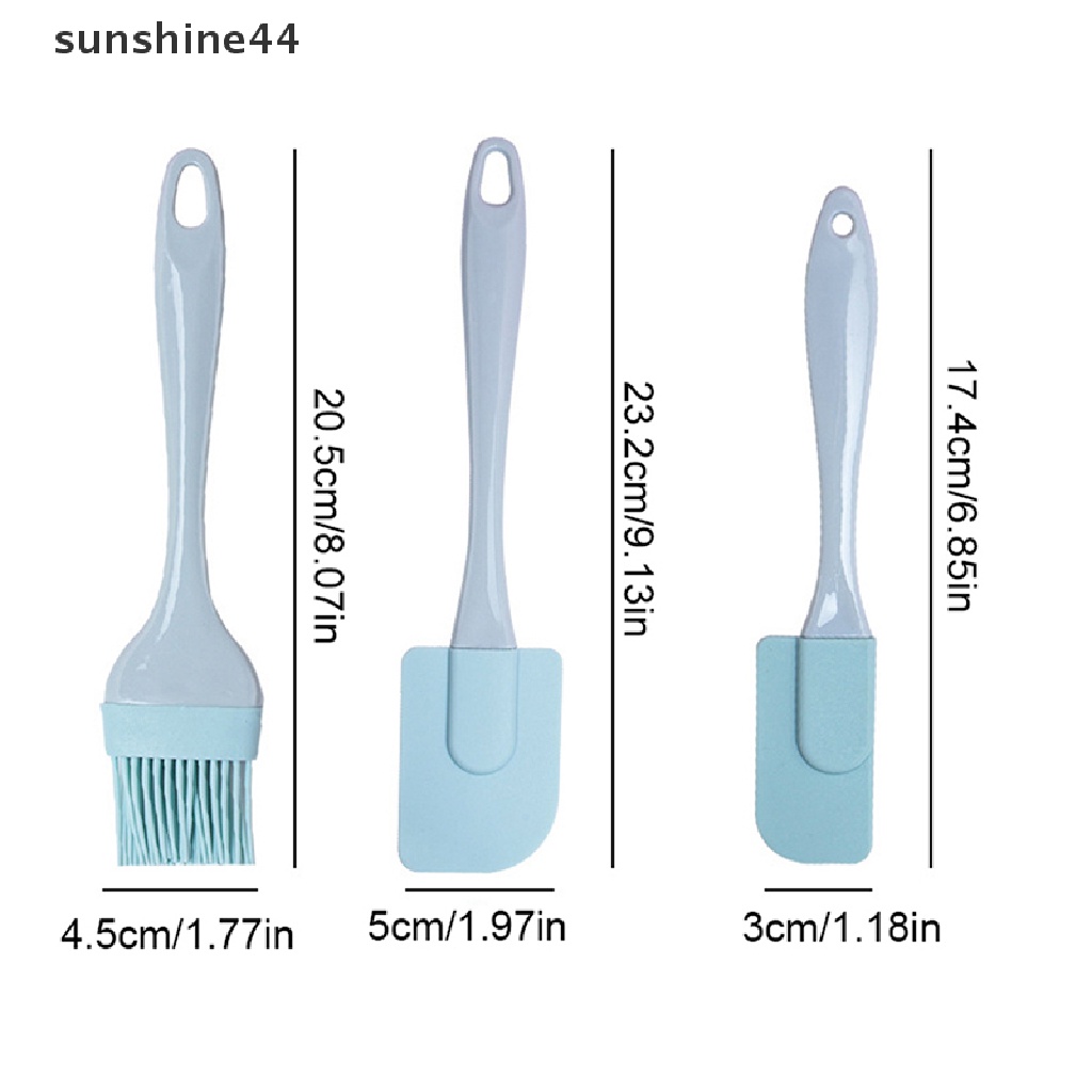 Sunshine 3Pcs/Set Silikon Scraper Baking Tools DIY Kue Butter Cream Spatula Kuas Minyak ID