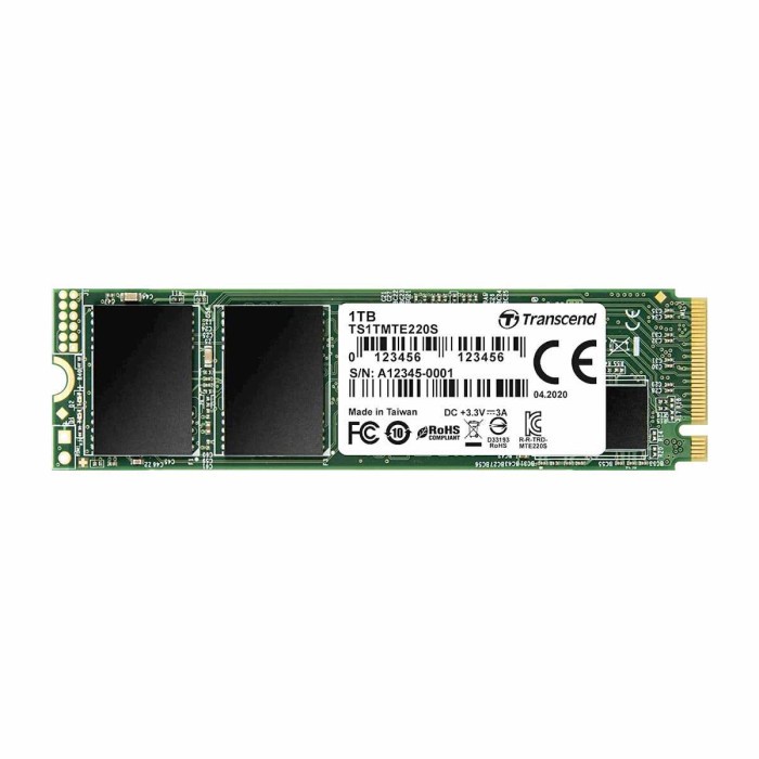 TRANSCEND MTE220S 256GB, 512GB, 1TB, 2TB SSD M.2 NVME PCIe Gen3 x4