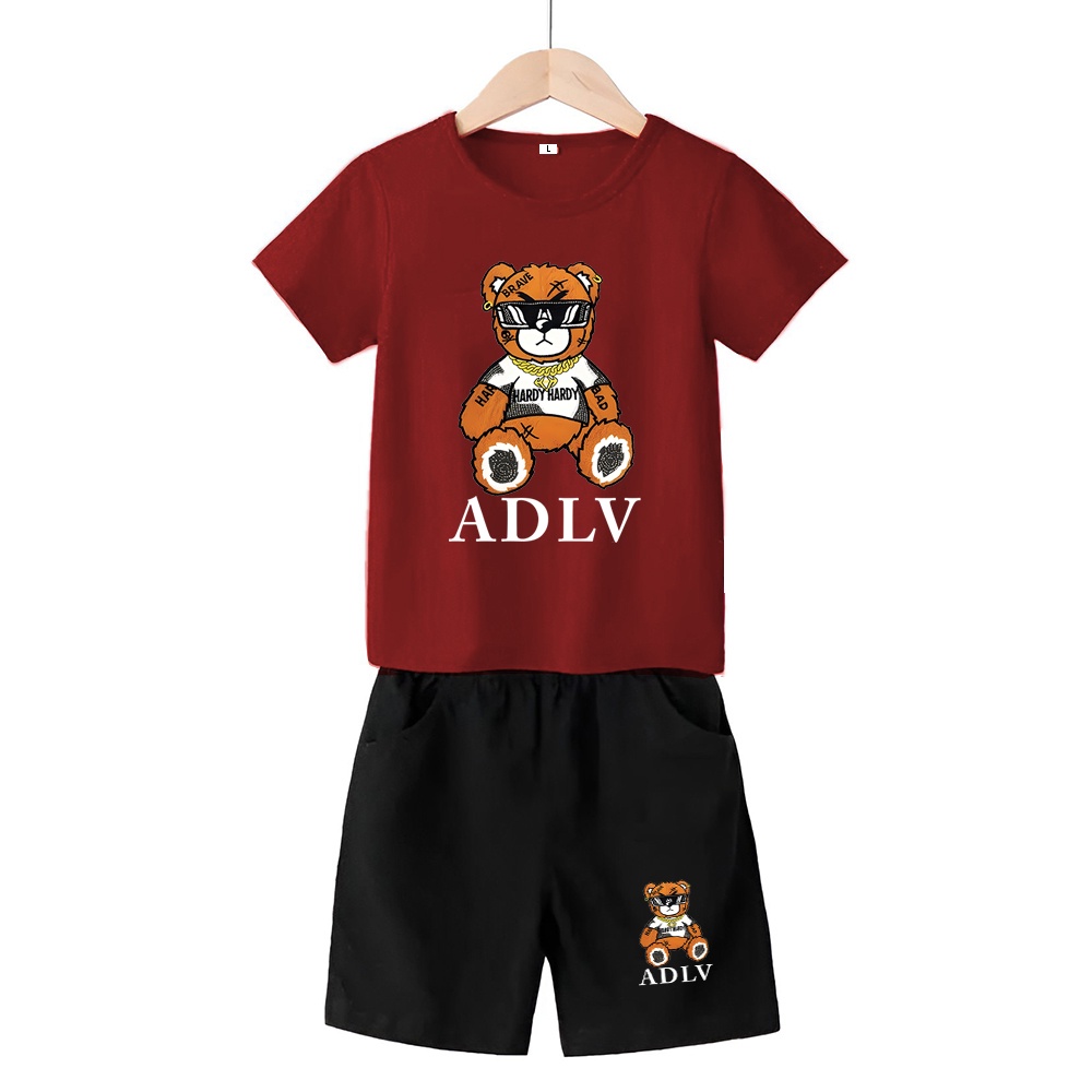 Baju Stelan 3/4 Anak Bear ADLV Cowok Cewek  Usia1 - 4 Tahun Celana Pendek Harian