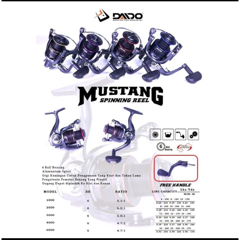 REEL DAIDO MUSTANG SPIN BMM 1000,2000,3000