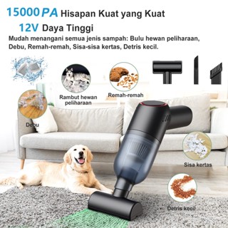 Debu Nirkabel 15000Pa Mini Portabel Vakuum Penghisap Debu Mobil Vacum Cleaner Wet And Dry Wireless Vacuum Lantai Kasur Pembersih Penyedot USB Rumah Vaccum Meja Alat Sedot Debu Bed  Car Vakum Cleaner peralatan elektronik rumah tangga