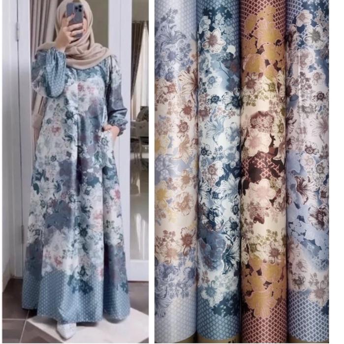 Bahan Kain Diorsilka motif bunga / bahan gamis seragaman / kain silk meteran murah / maxmara lux (KO