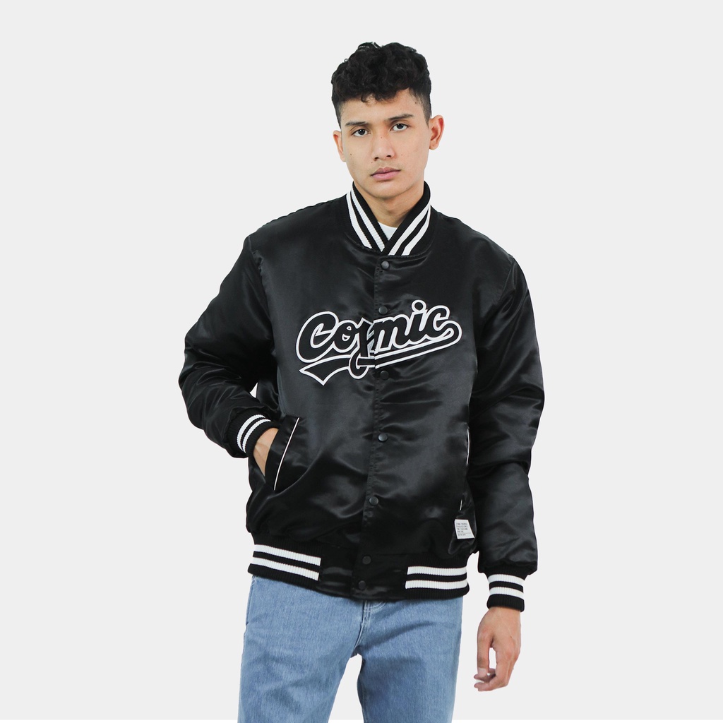 Cosmic Jacket Pria Varsity CRAWLERS Black