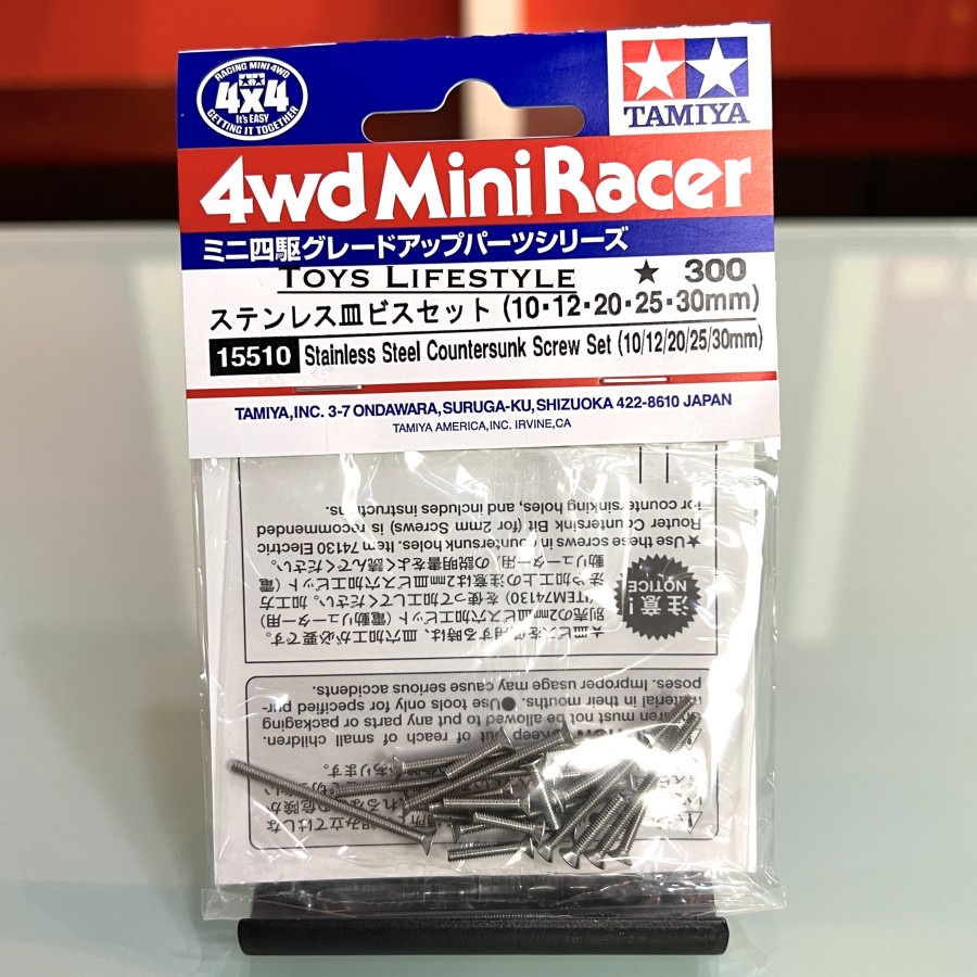 Tamiya Mini 4WD Stainless Steel Countersunk Screw Set 10/12/20/25/30mm