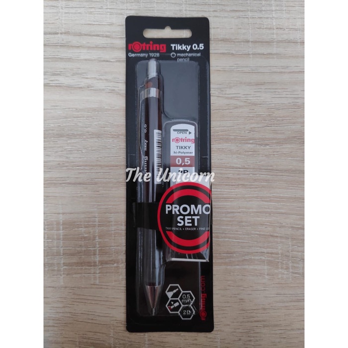 

BISA COD Paket Promo Set Rotring Tikky: Mechanical Pencil Burgundy+Leads+Eraser