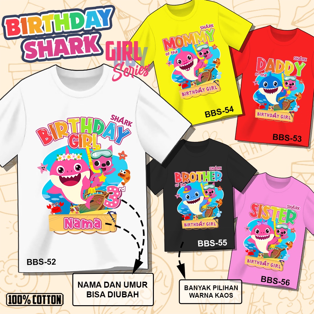 Kaos Ulang Tahun Baby Shark ULTAH COUPLE ANAK DAN DEWASA