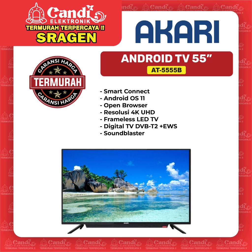 AKARI Smart Android Tv 55 Inch 4k Uhd - AT-5555B