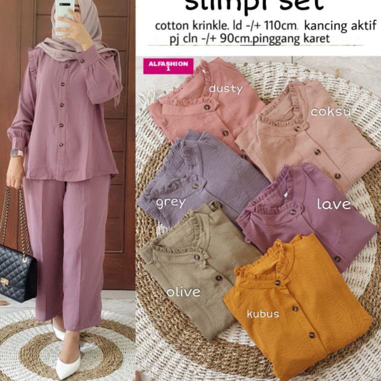 Harga Spesial Setelan One Set Crinkle Airflow untuk Fashion Terkini / Setelan Crinkle Airflow Gaya T
