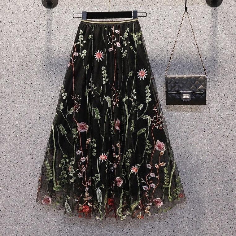 Paling Diminati Rok Tutu 3D Import / Maxi Skirt Motif Bunga Timbul