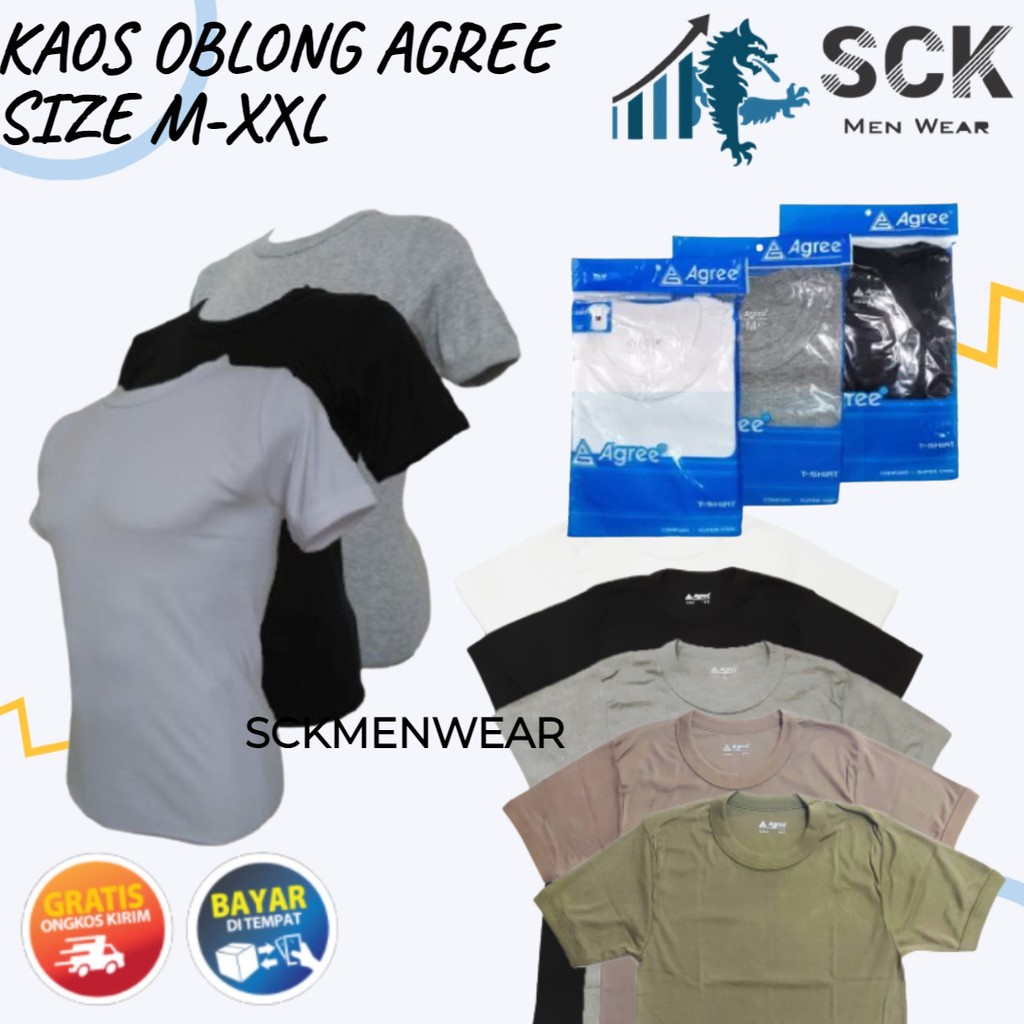 Kaos Blong AGREE Pria Polos Aneka Warna Dewasa / Kaus Oblong Cowok - sckmenwear GROSIR