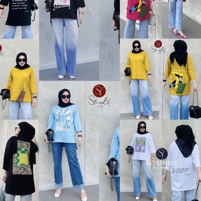 ♪ Atasan kaos oversize By Sturdy original bahan adem ❊