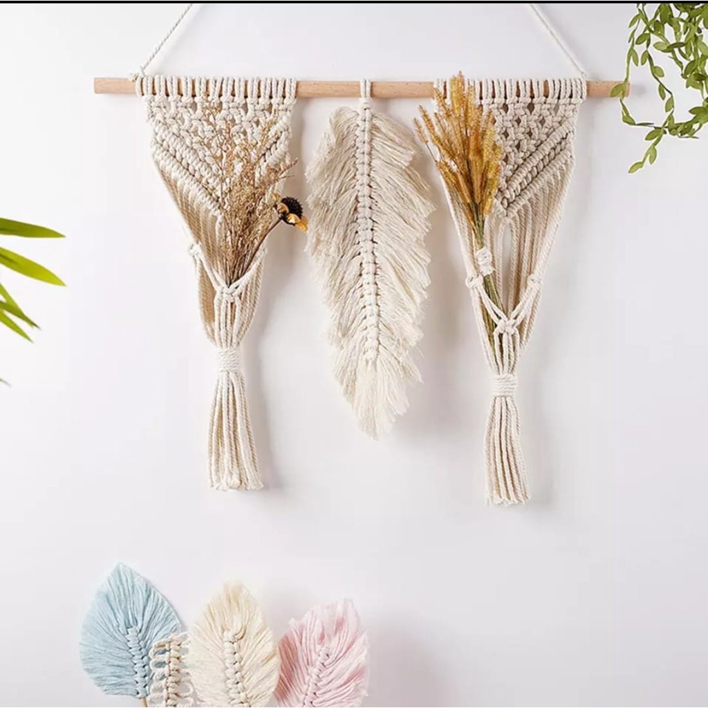 Macrame wallhanging - Pot bunga kering - Dekorasi ruangan - Pot bunga hias - Pot bunga aesthetic
