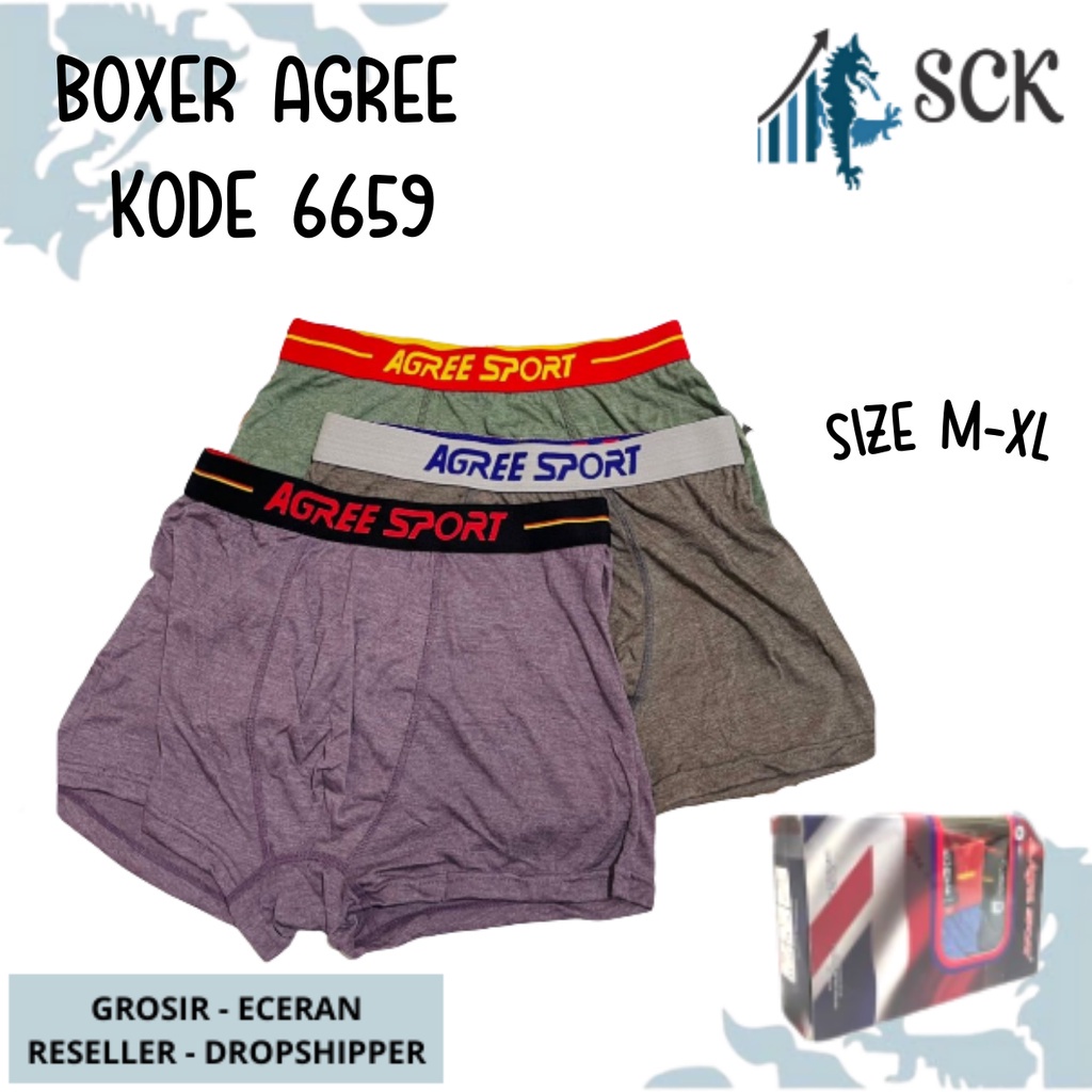 [ISI 3] CD Pria AGREE 6659 MODEL BOXER / Celana Dalam Halus M-XL / Pakaian Dalam Cowok - sckmenwear GROSIR