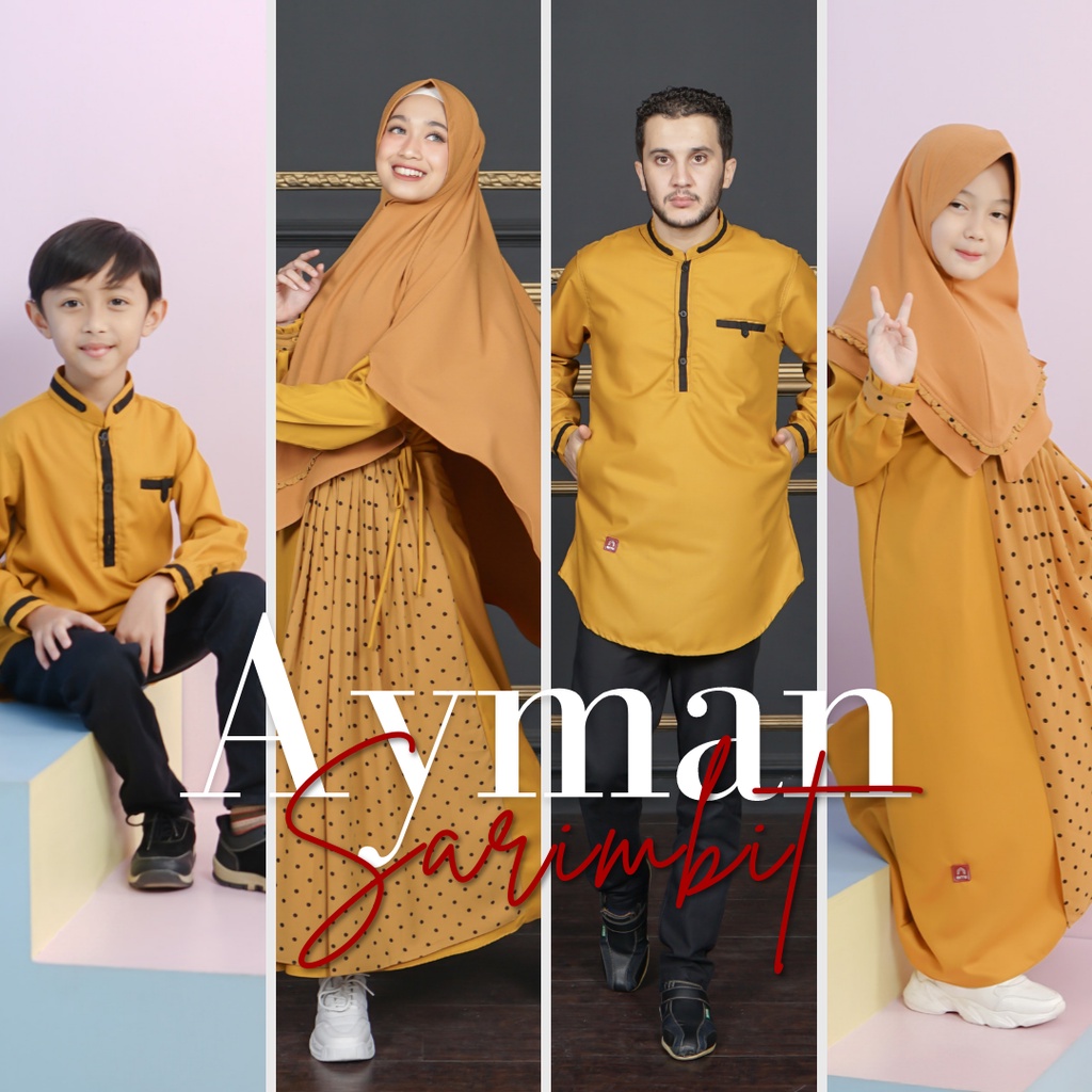 Baju Sarimbit Keluarga Terbaru Gamis Koko Ayah Ibu Anak Laki-Laki Perempuan Muslim Lebaran Serries A