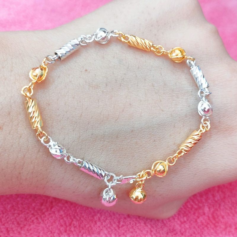 GELANG RANTAI BAMBU PERAK ASLI 925 LAPIS EMAS