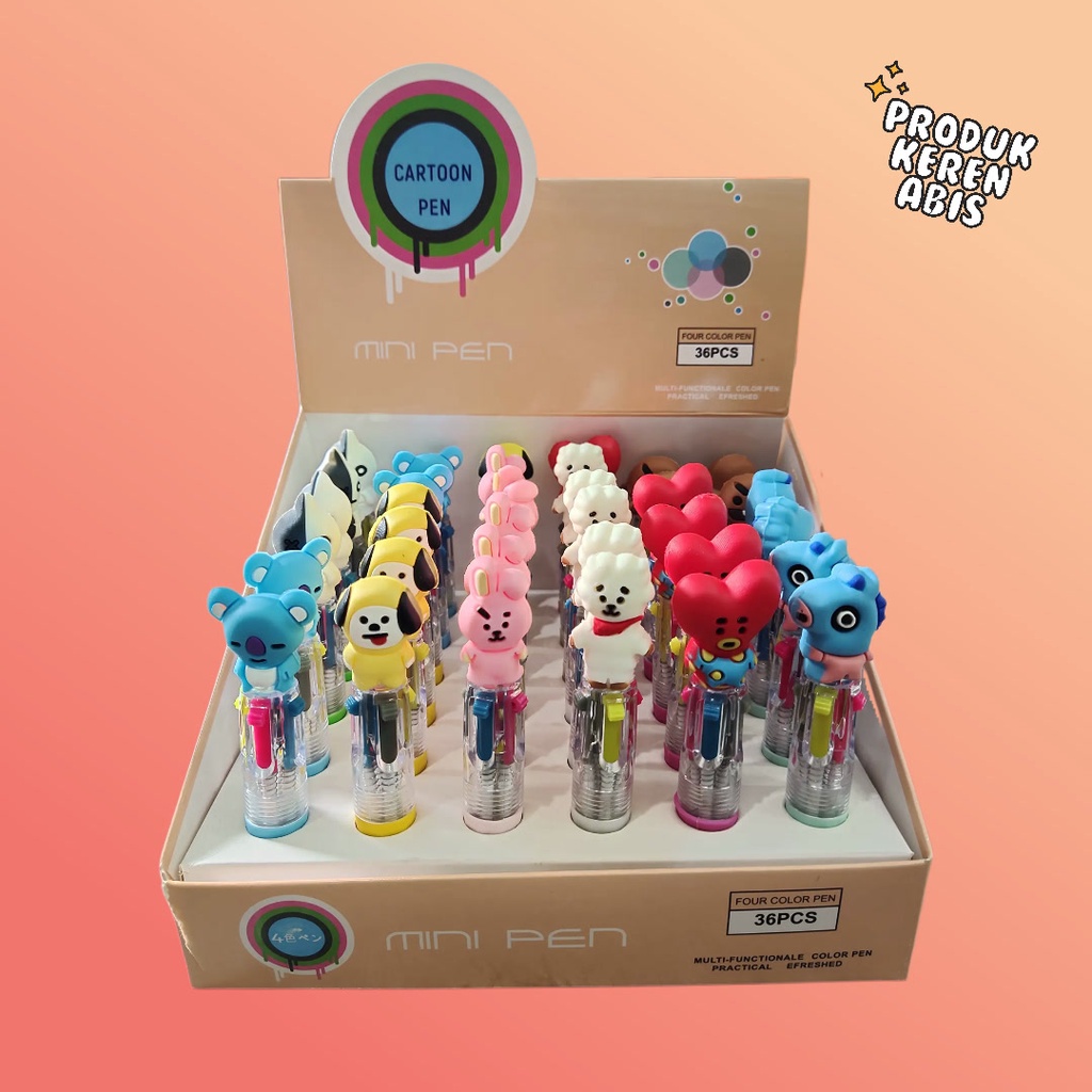 

Pena 4 warna mini BT21/pena karakter