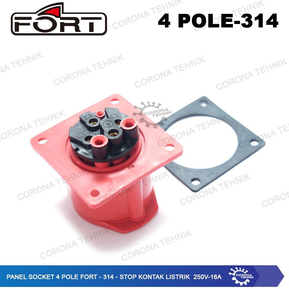 FORT - 314 - Stop Kontak Listrik 250V - 16A Panel Socket 4 Pole