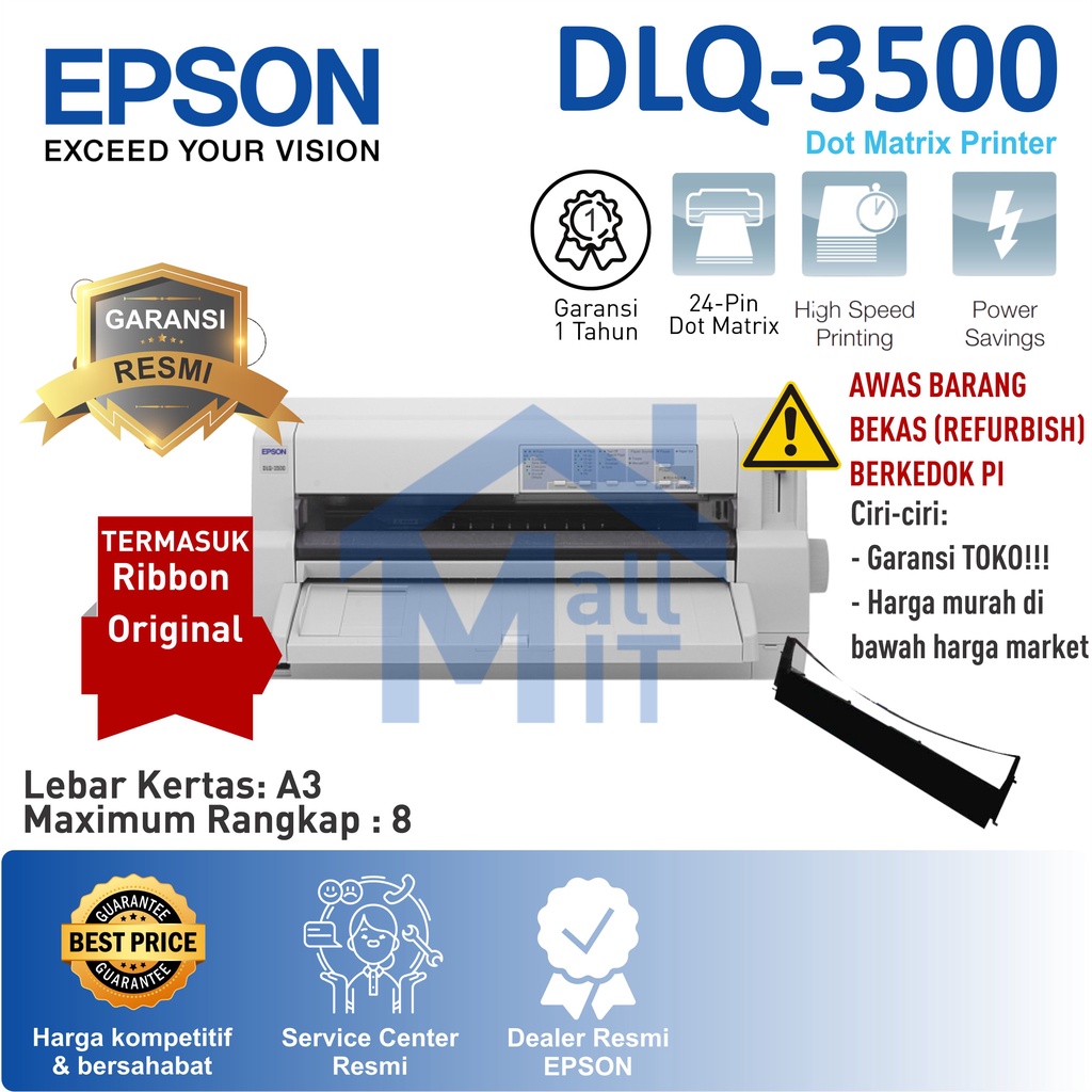 PRINTER A3 EPSON DLQ3500 EPSON DLQ-3500 GARANSI RESMI