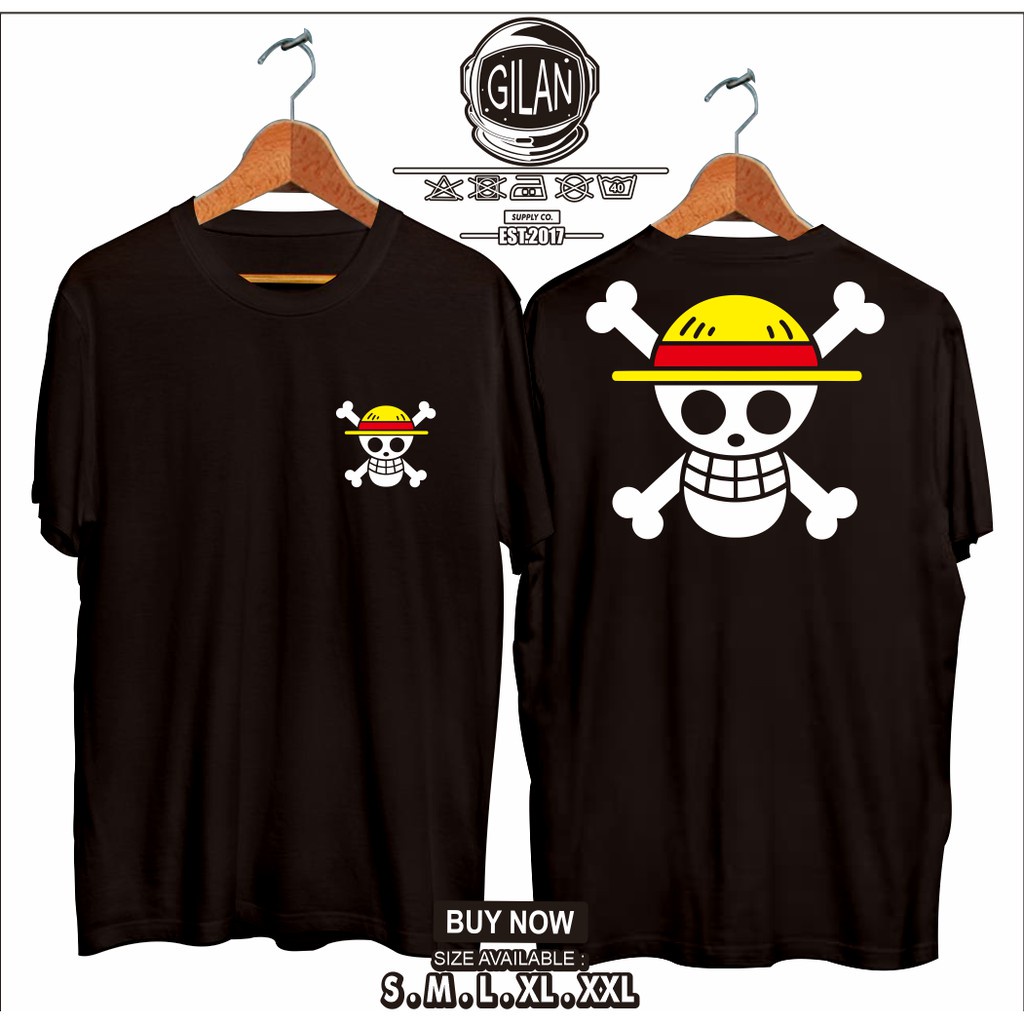 Kaos Baju TOPI JERAMI BAJAK LAUT STRAW HAT PIRATES JAPANESE LUFFY SHP CREW ONE PIECE ANIME - Gilan