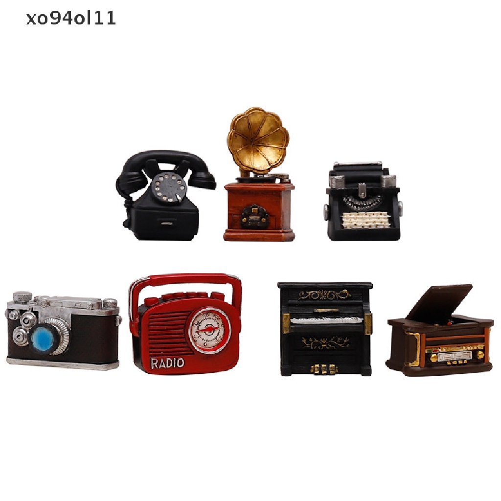 Xo Retro Mini Phonograph Miniatur Furniture Kerajinan Resin Mini Ornamen Desktop OL