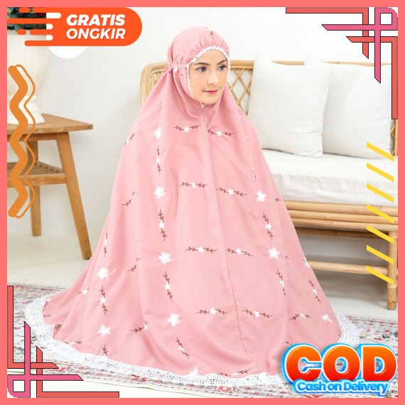 Mukena Dewasa Bahan Adem Tebaru 2022 Laser Cut 2In1 Nora Katun Jepang Rayon Parasut B3C2 Polos Renda