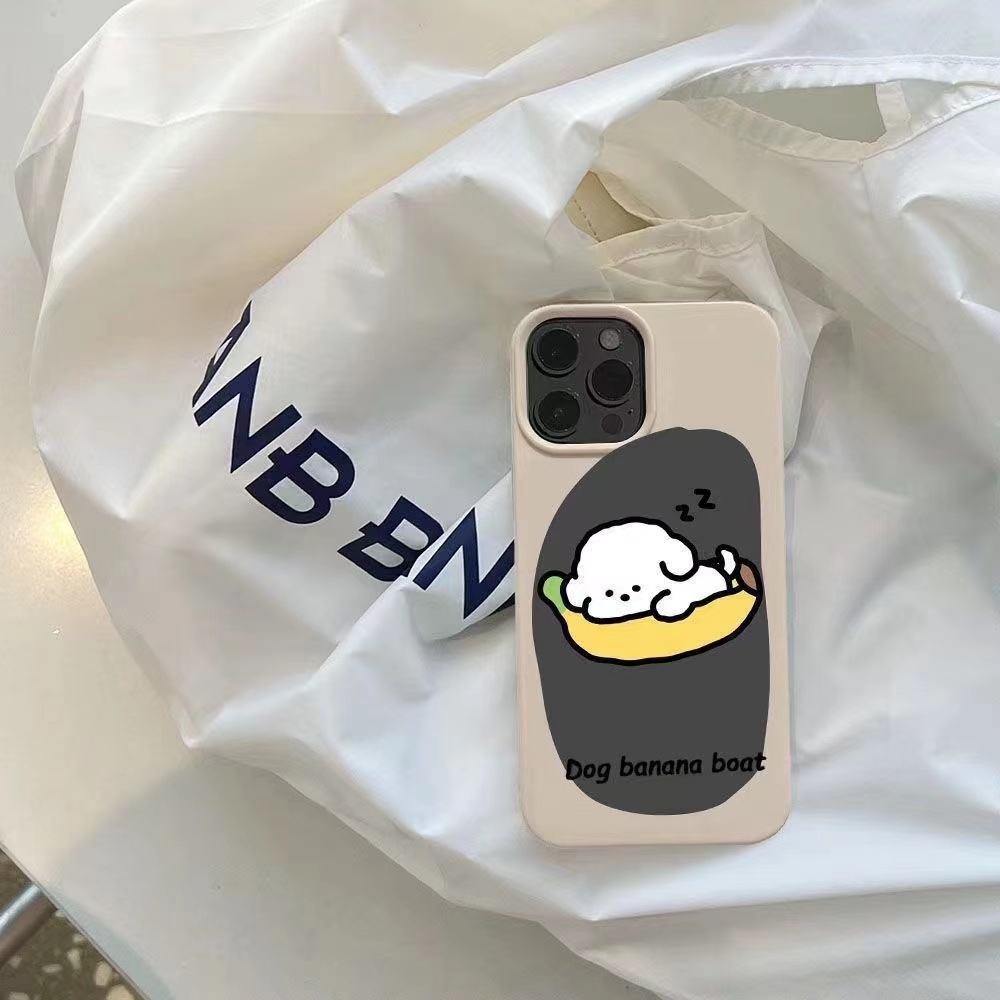 Ins Banana Dog Cocok Untuk Iphone14 14pro 14plus 13 13pro 13prm iPhone 11 7Plus 8Plus Xr XS 13 12 Pro Max Empat Sudut Casing Ponsel Tahan Guncangan