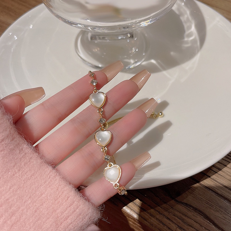 Fashion Opal Gelang Batu Permata Untuk Wanita Elegan Hati Rantai Gelang Aksesoris Perhiasan