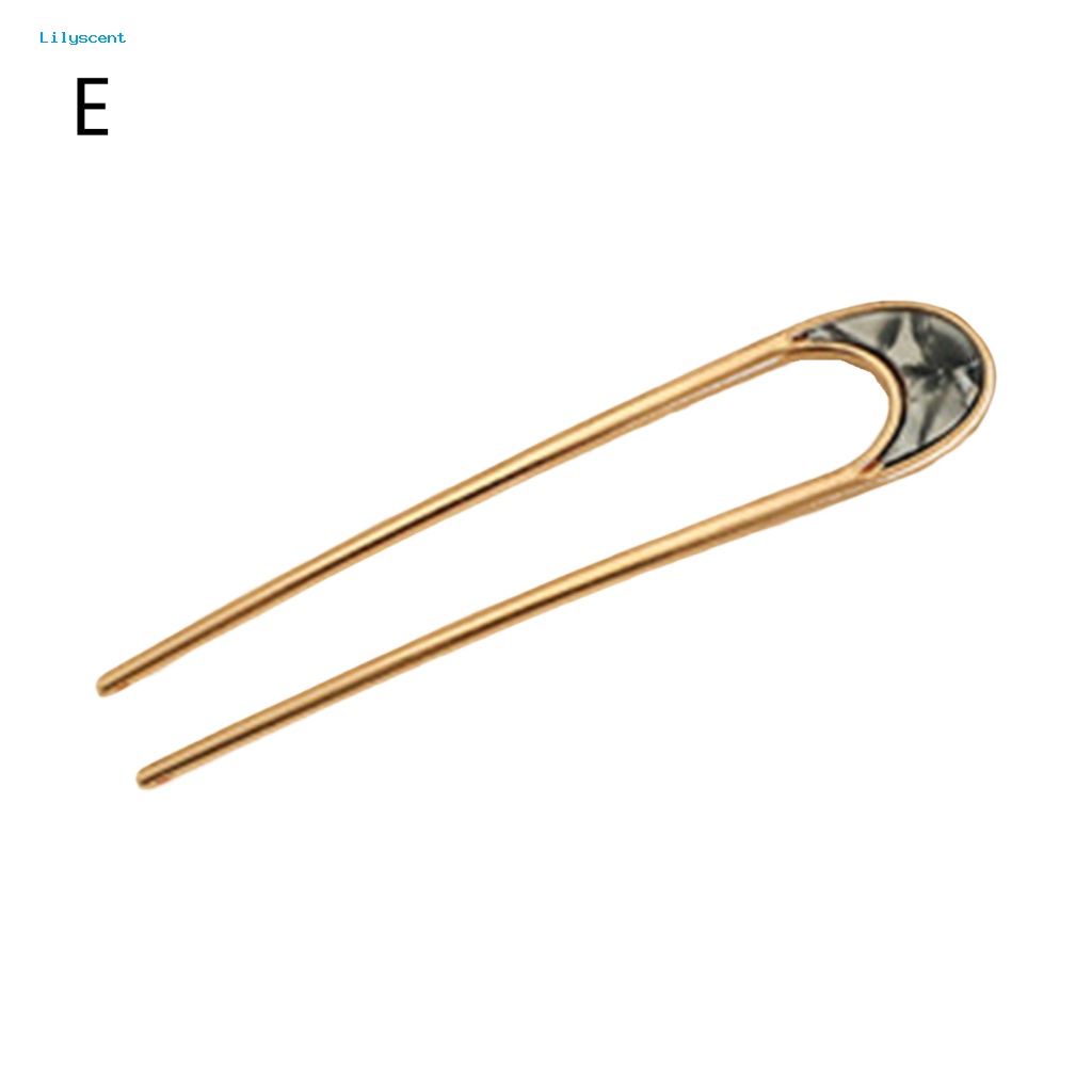 Lilyscent Hiasan Kepala Hair Pin Aksesoris Rambut Sederhana Bentuk U Shell Hair Bun Stick Arc Curved