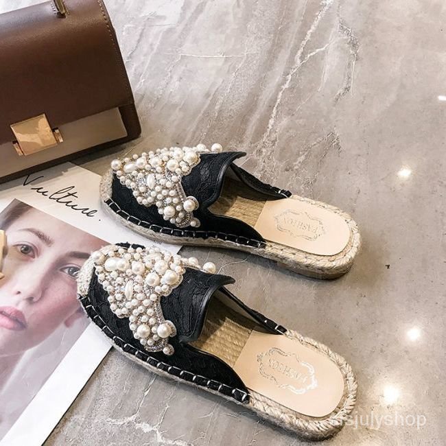 #Sisjuly# 35-43 Ukuran plus sepatu tunggal wanita ukuran plus tas beralas datar kepala setengah sand