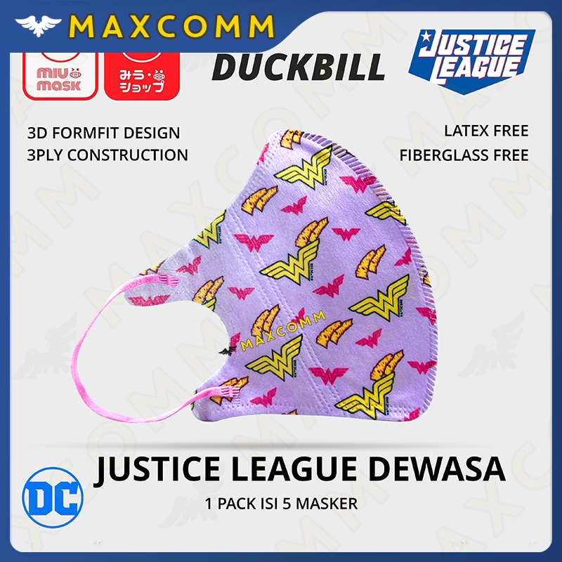 Masker MIU MASK Justice League 3D Duckbill Mask Dewasa (3Ply)