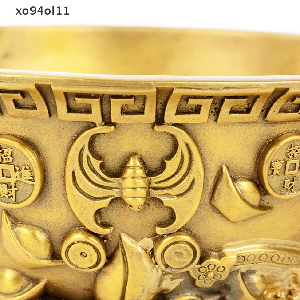 Xo Mangkok Baskom Persembahan Air Harta Karun Feng Shui Buah Altar Golden Brass Bowl OL