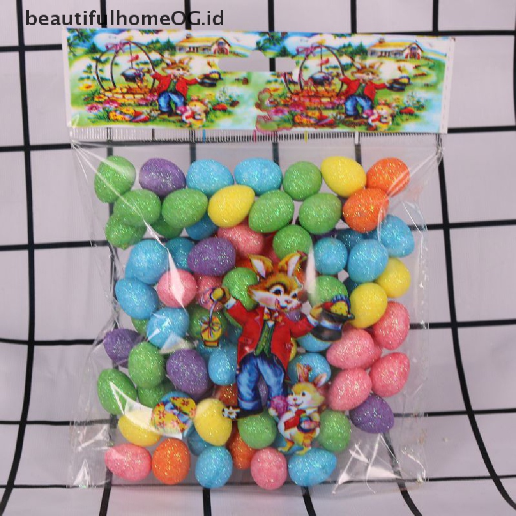 // Beautifulhomeog.id// 80pcs/bag Glitter Telur Paskah Busa Warna-Warni Burung Merpati Telur DIY Craft Hadiah **