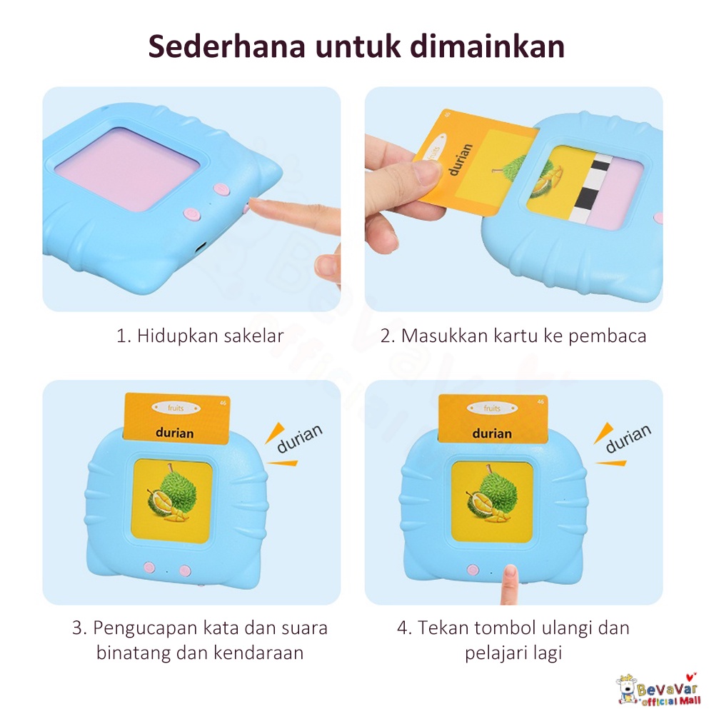BEVAVAR Bright Crown Card Early Education Bilingual Device / Mainan Flash Card Inggris