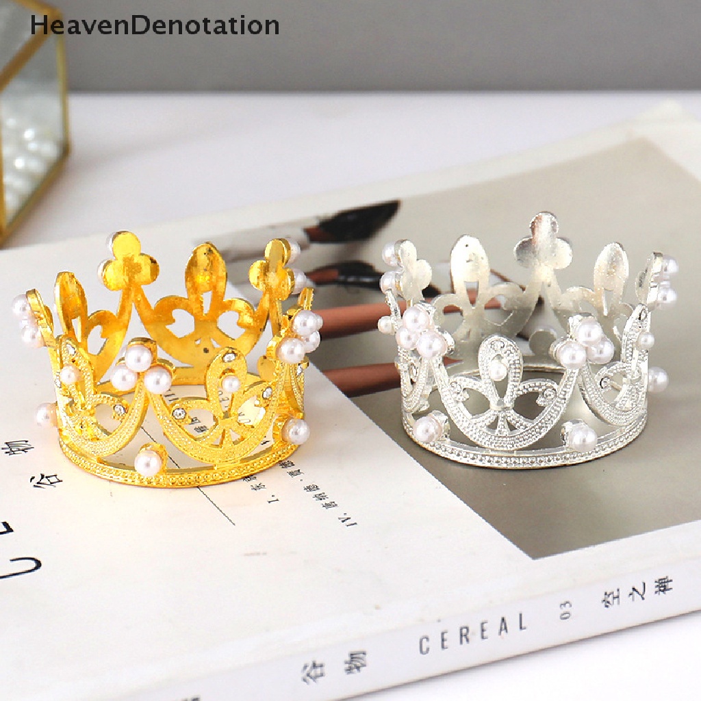 [HeavenDenotation] Mahkota Ulang Tahun Mini Dekorasi Kue Berlian Imitasi Peach Heart Crown Baking Decor HDV