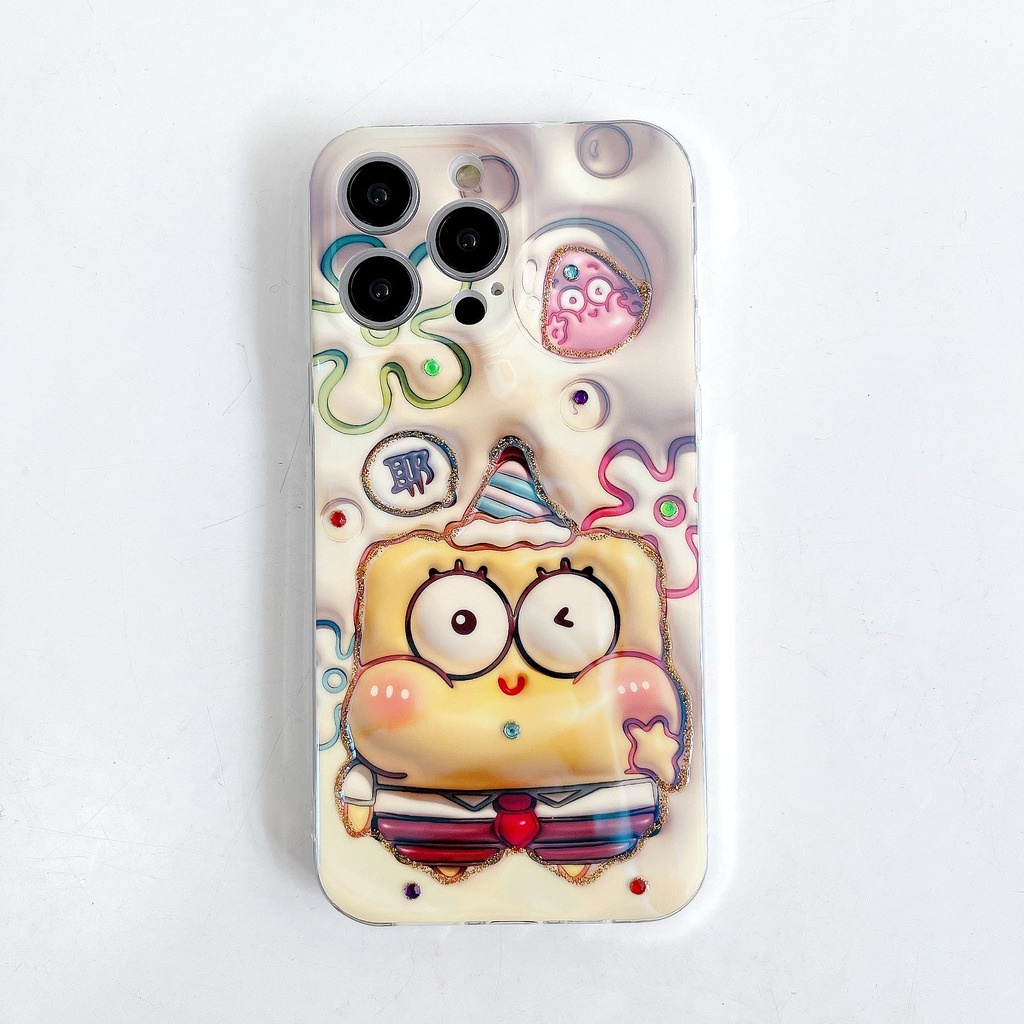 IPHONE  Casing Ponsel Desain Patrick And Bob Glossy Pesta Kompatibel Dengan Iphone12 13 14 11 Pro Max X Xs Max Xr Fdgcv