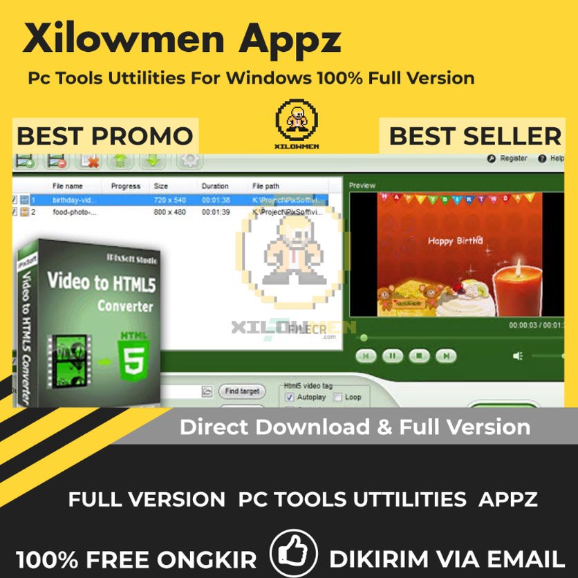 [Full Version] iPixSoft Video to HTML5 Converter Pro PC Tools Software Utilities Lifetime Win OS